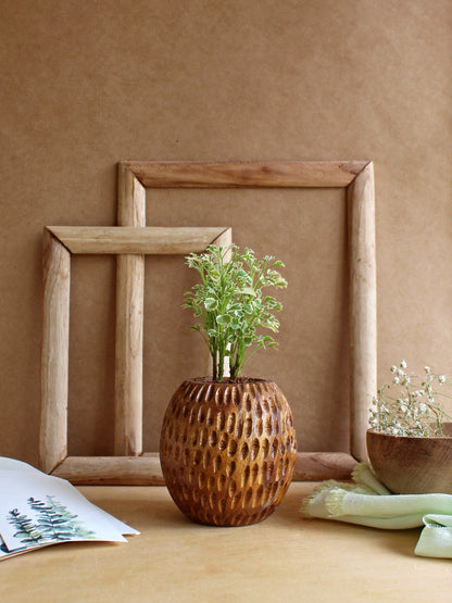 Carved Spherical Planter - Studio Indigene