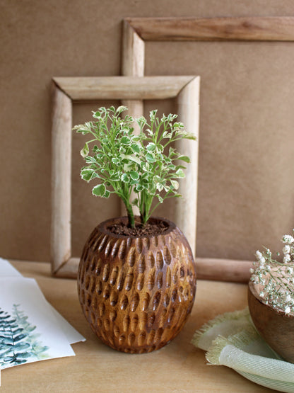 Carved Spherical Planter - Studio Indigene